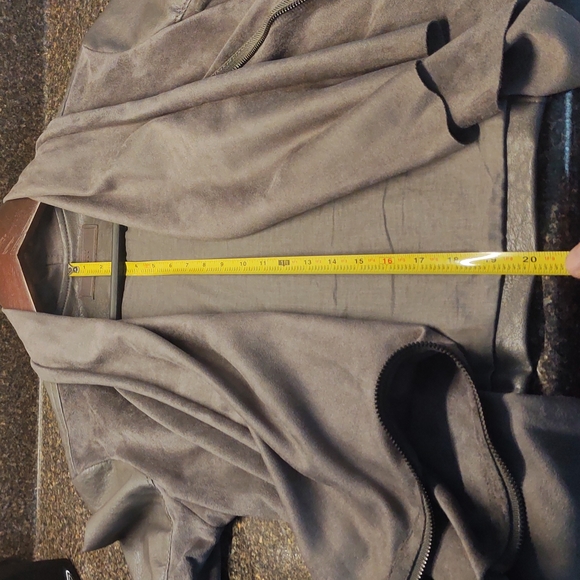 NEW! Asymmetrical Moto Drape Front Zip-Up Faux Leather/Suede Jacket - Picture 8 of 16